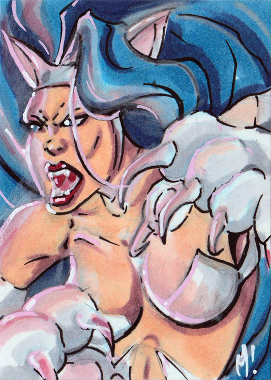 Comic book sketch card by Monty, Bad Luck original ink and marker drawing