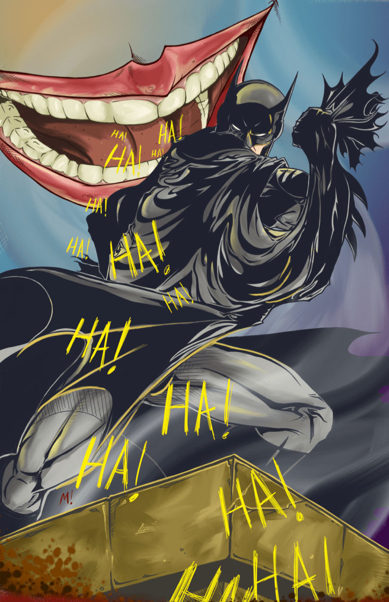 Close-up of the linework and pop art color in the Night Watch print