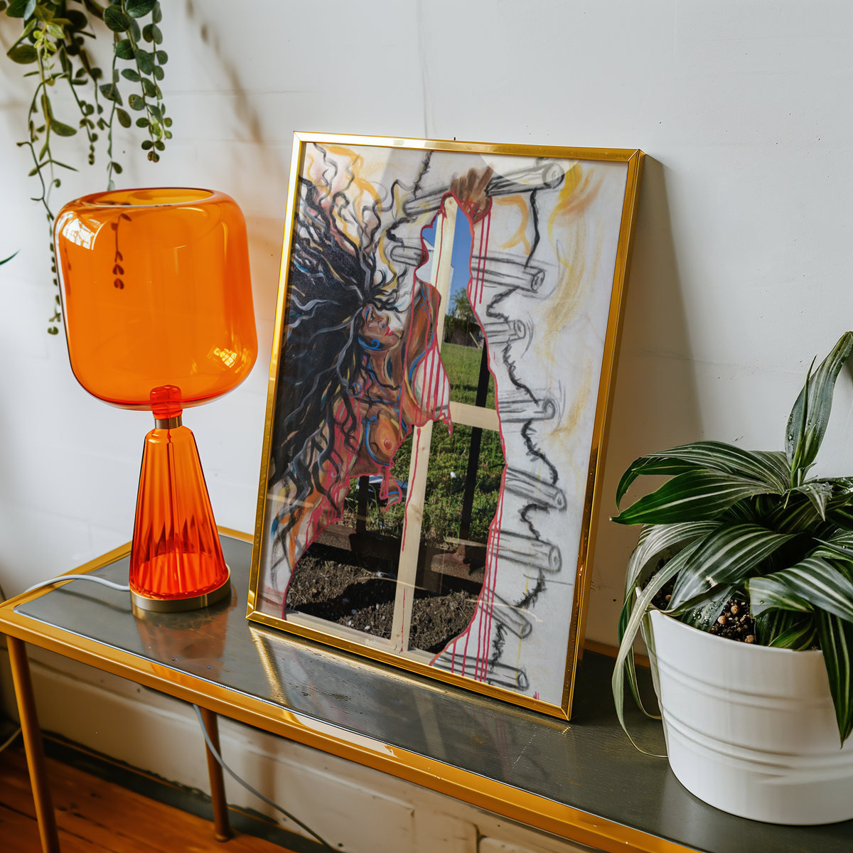 Small Climb art print on a table
