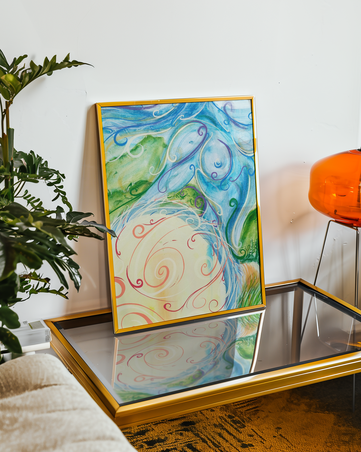Small Dancing Balis art print by Monty on a table
