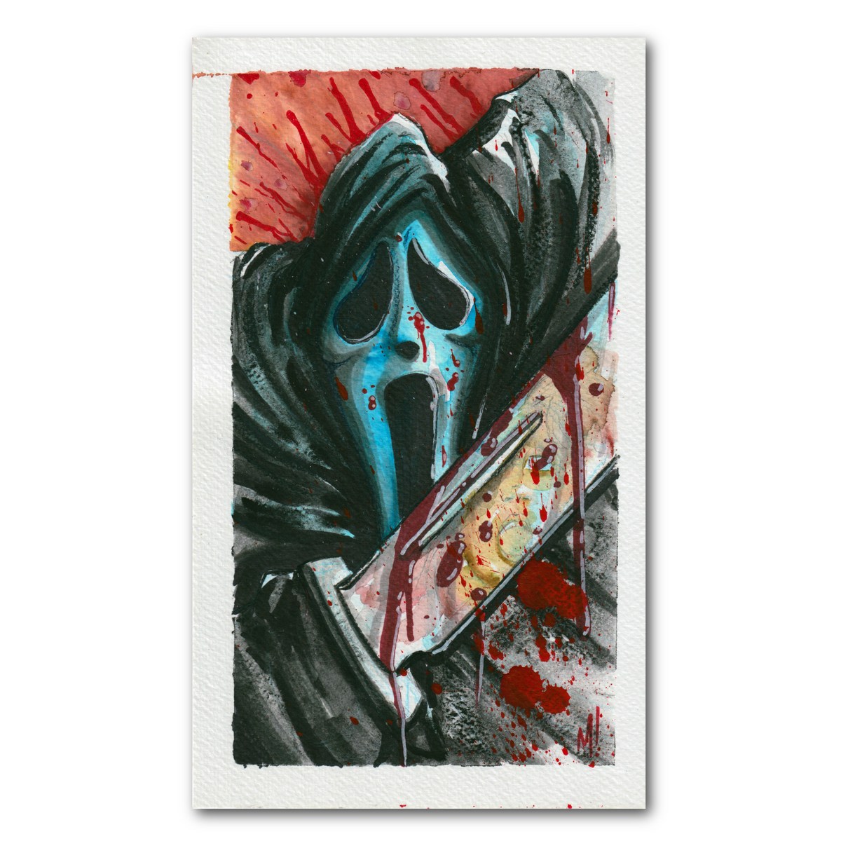 A full scale view of Ghostface original art