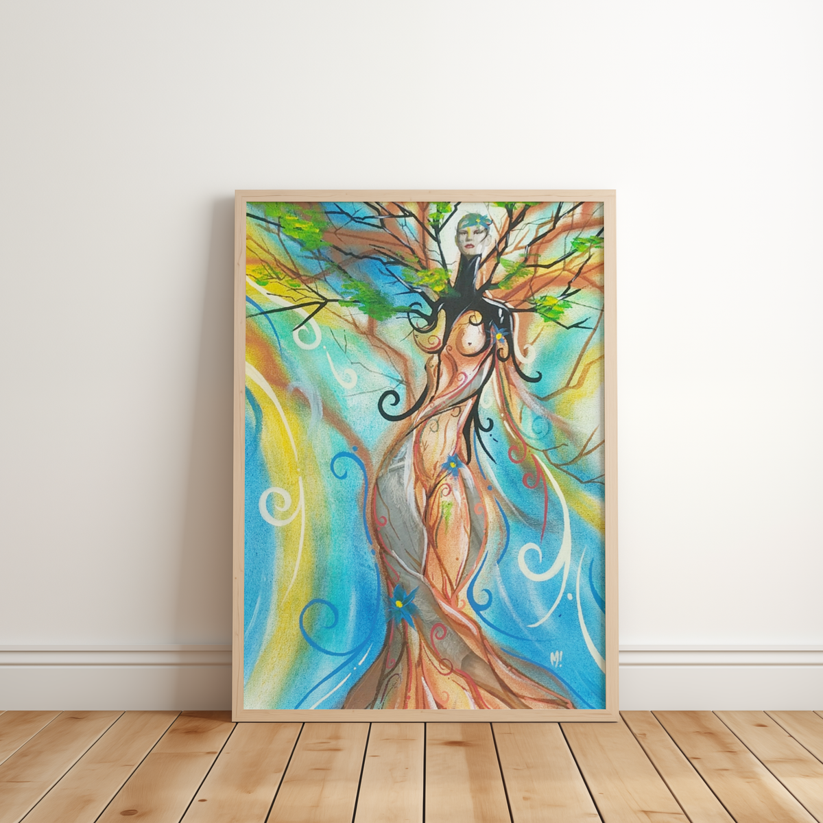 Close-up of the pastel detail in L'arbre by Monty, where she turns into the tree