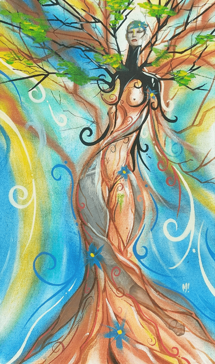 L'arbre by Monty, woman and nature art print of a woman growing into a tree