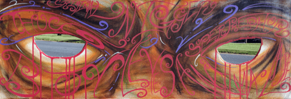 Close-up of the eyes and heavy texture in Leyes by Monty