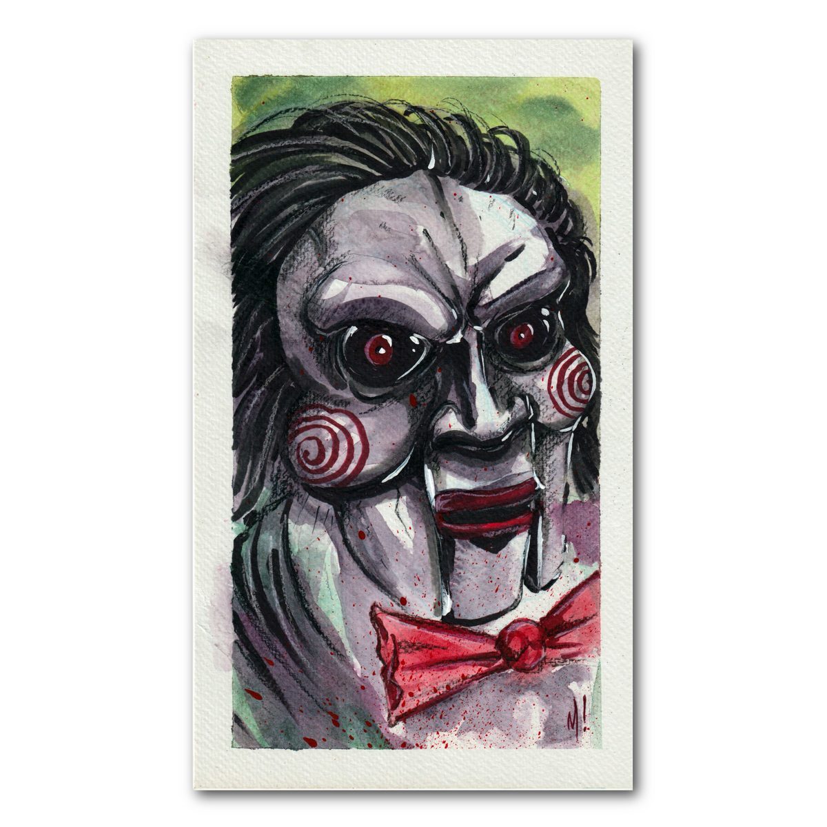 Showing the full scale of Jigsaw original art 