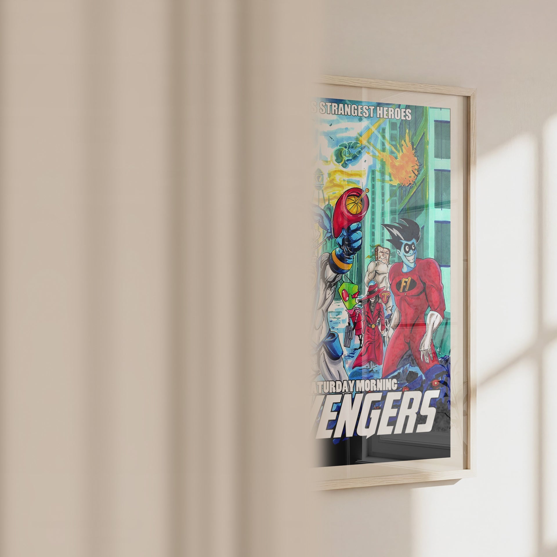 Video of the Saturday Morning Crew cartoons art print by Monty
