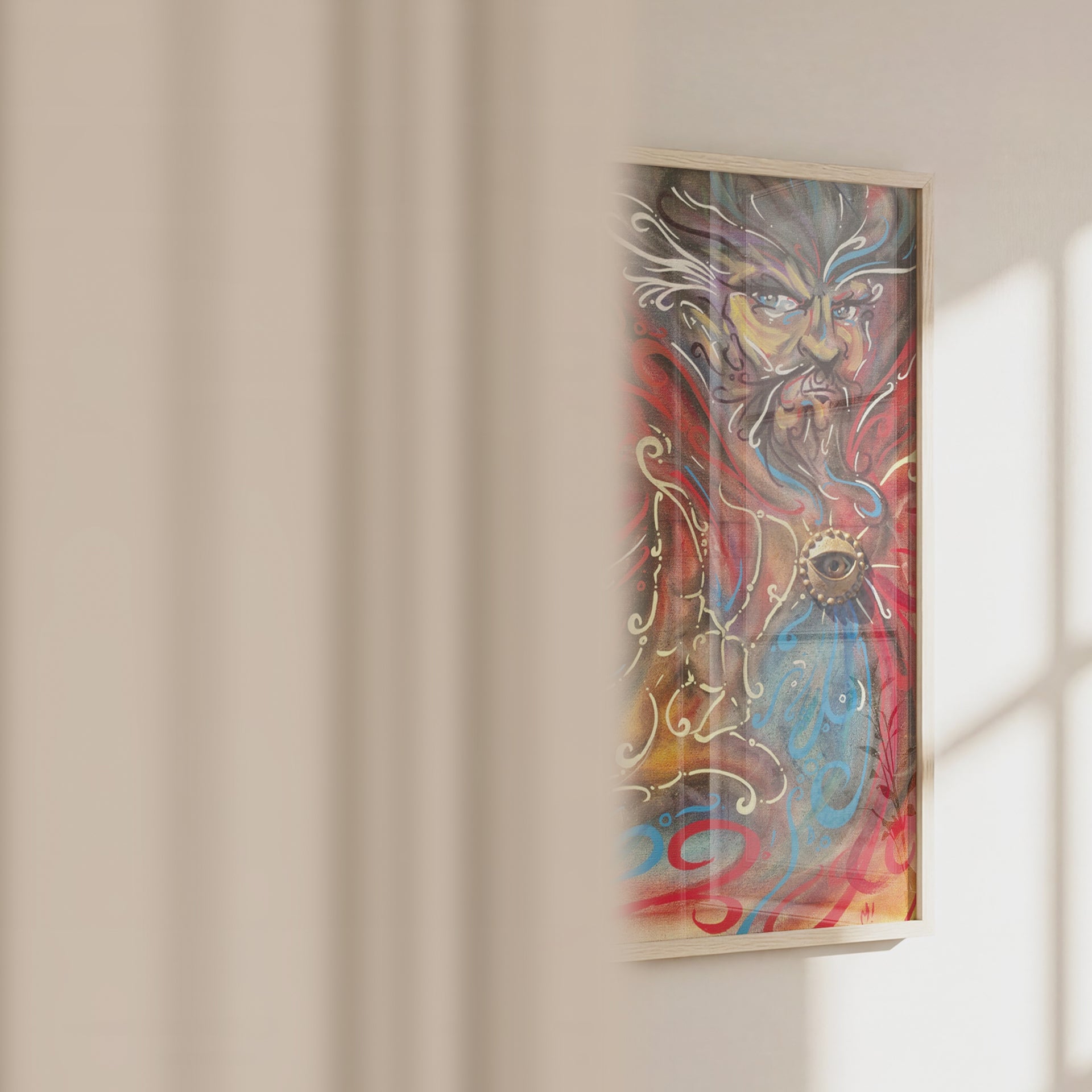 Video of the Strange mixed media art print on a wall