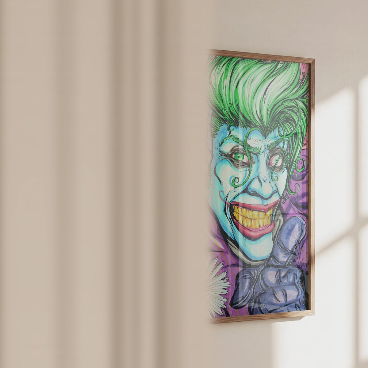 Video of The Wild Card art print in a frame, showing size and bold ink color