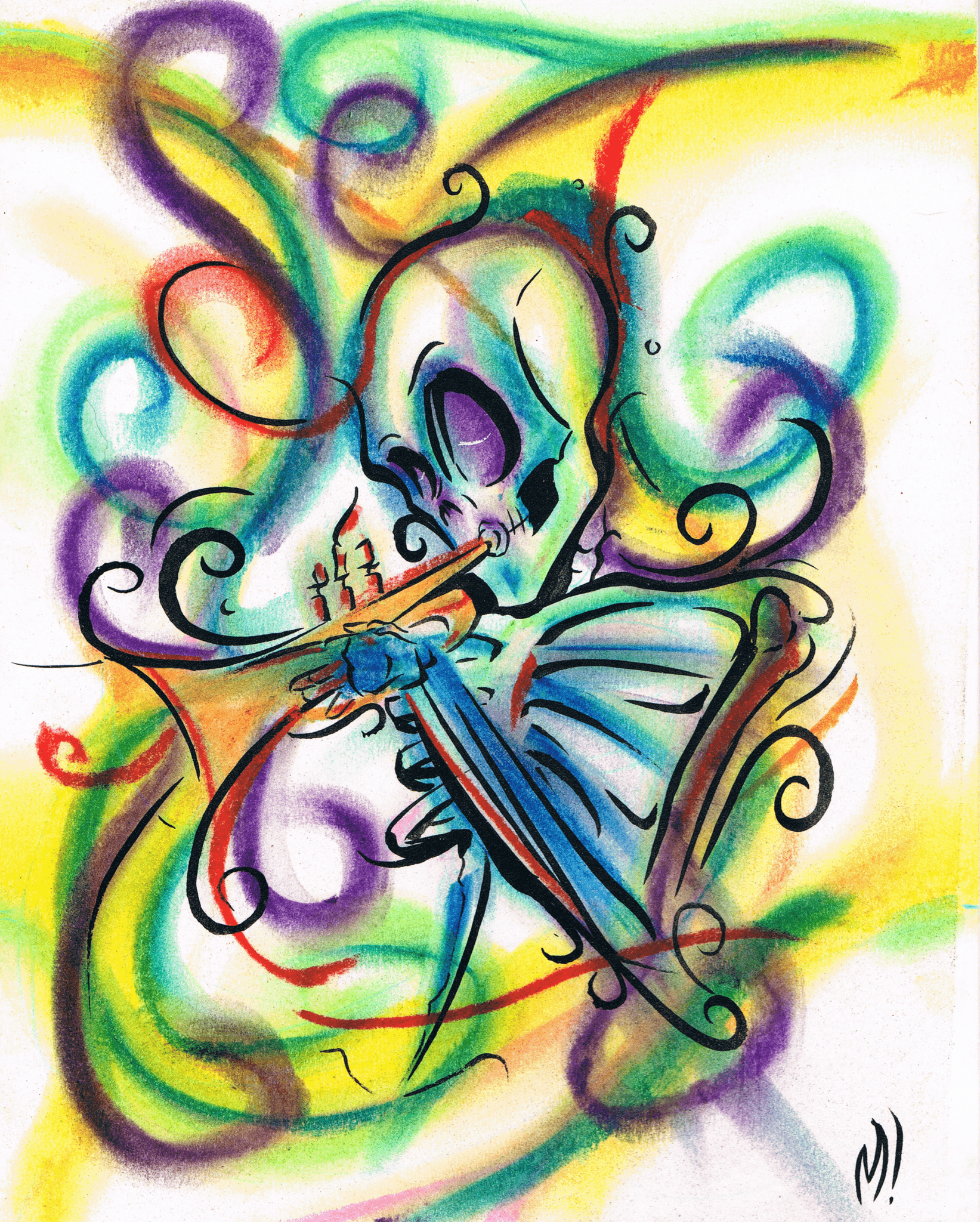 Skeleton Trumpet - Canvas Print - Monty! - Monty!