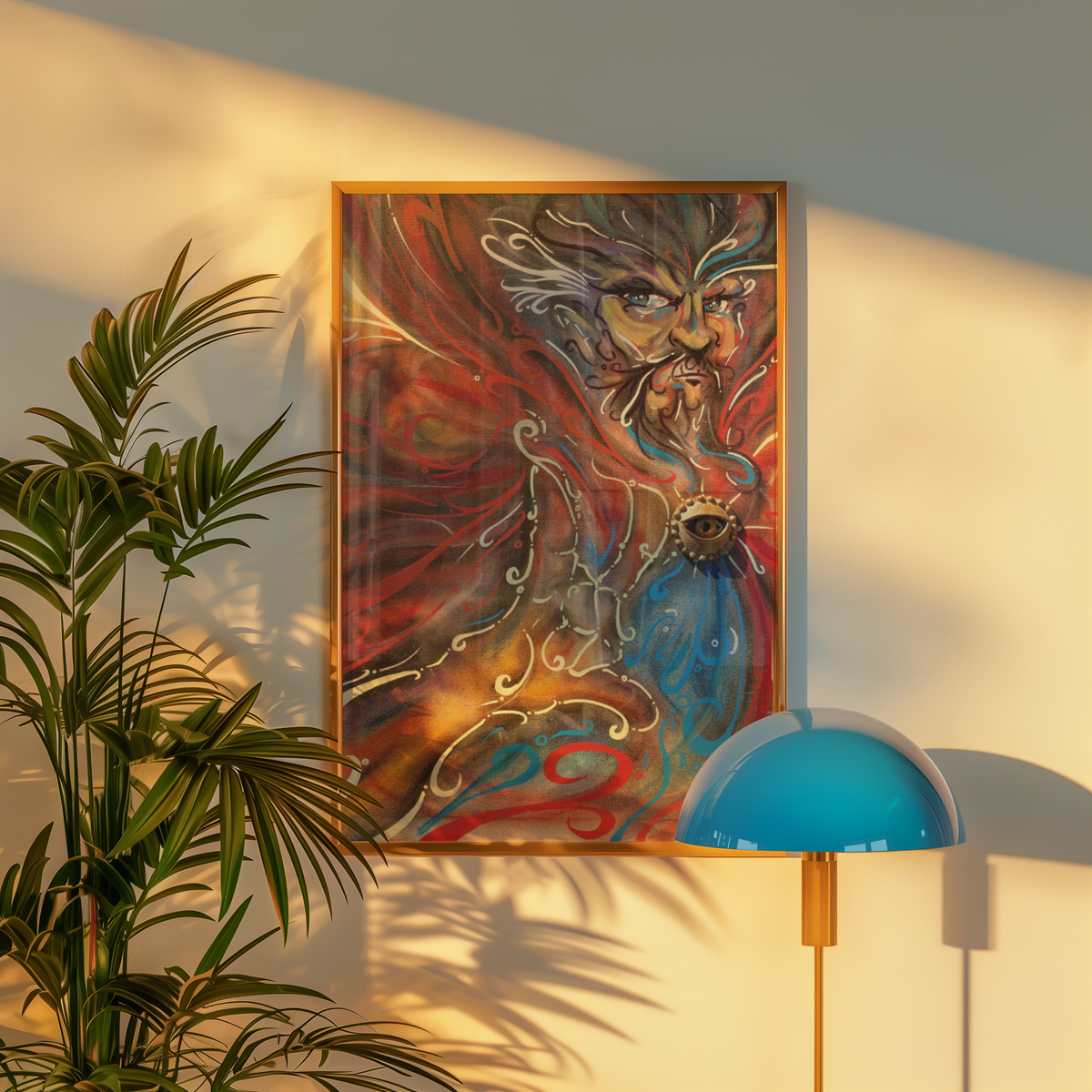 Medium Strange art print hanging on a wall